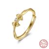 ORSA JEWELS 925 Sterling Silver Luxury Bowknot Ring Round Cubic Zircon Rings Adjustable Women Trendy Accessory Jewelry SR330