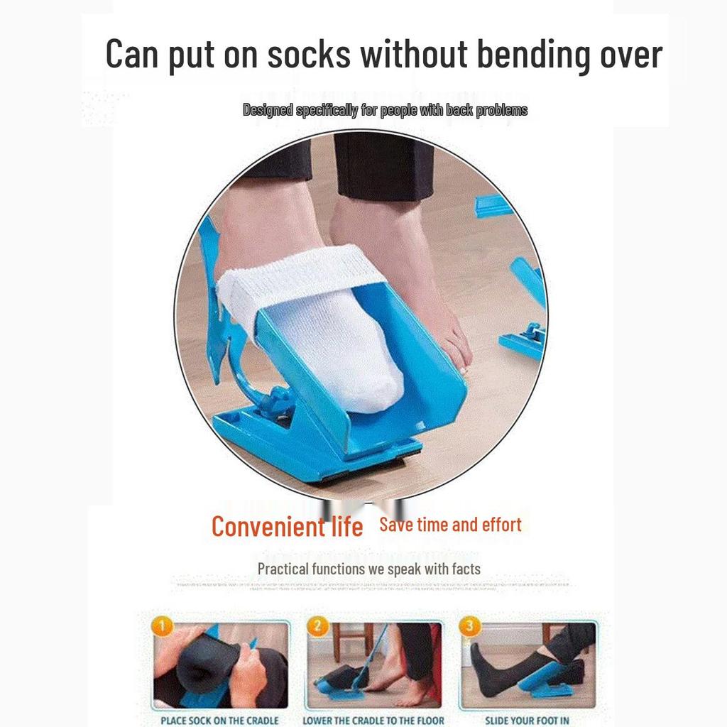 Easy-Sock Aid: No-Bend Device for Elderly to Put on Loose or Wide Mouth Socks