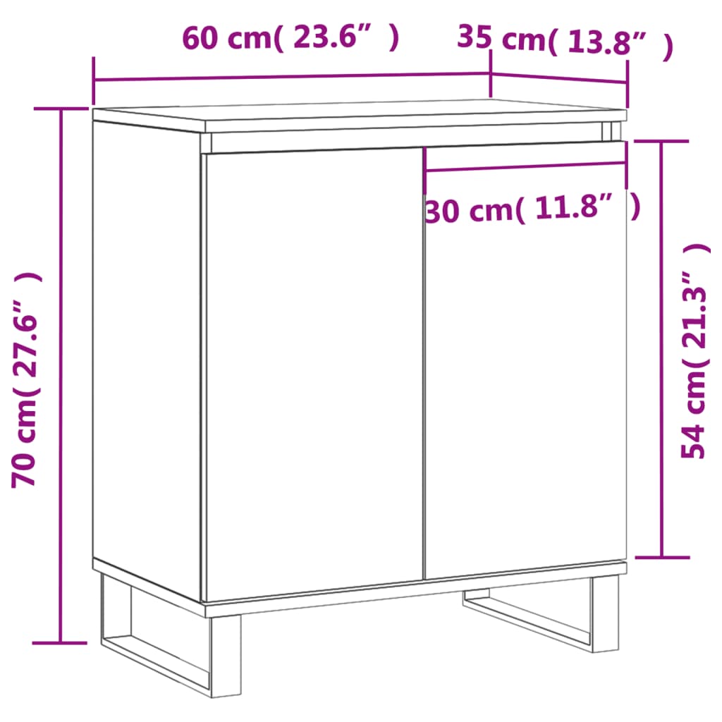 Sideboard White 60 x 35 x 70 cm Particleboard