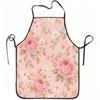 1pc Pink Rose Floral Print Apron, Durable and Easy To Clean, Adjustable Waistband, Polyester Material, for Kitchen Cooking, Gardening, Orchard Picking