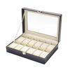 Delesys Classic Style Leather 2/3/4/5/6/8/10/12/20 Slots Watch Display Case Organizer Jewelry Storage Box With Glass Top For Man