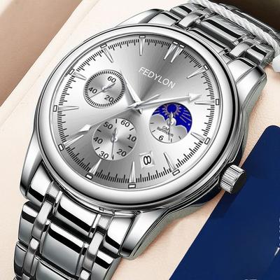 Men's Watches High-end Fully Automatic Non-mechanical Watch Brand Steel Belt Business Waterproof Quartz Men