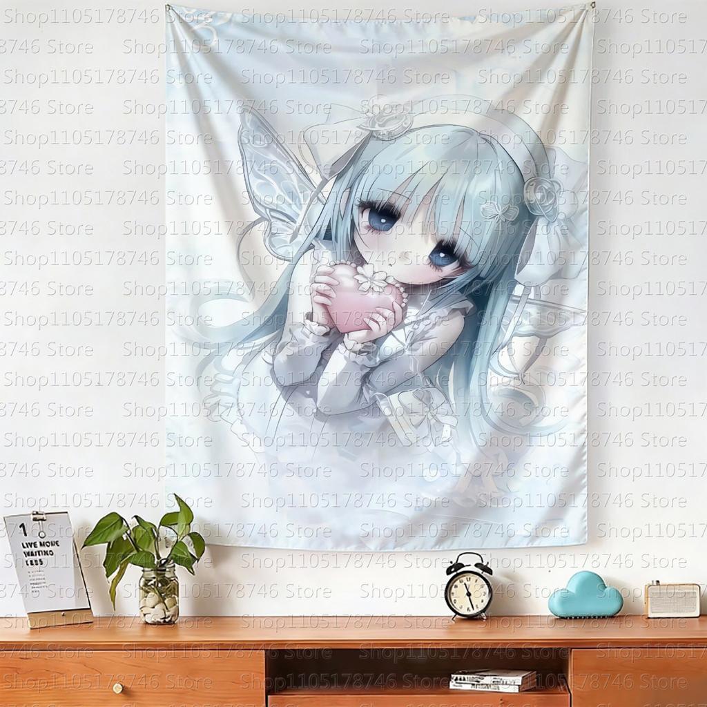 Ins Style Girl Hanging Cloth Cartoon Dormitory Bedroom Bedside Tapestry Wall Background Cloth Rental House Decorative Cloth