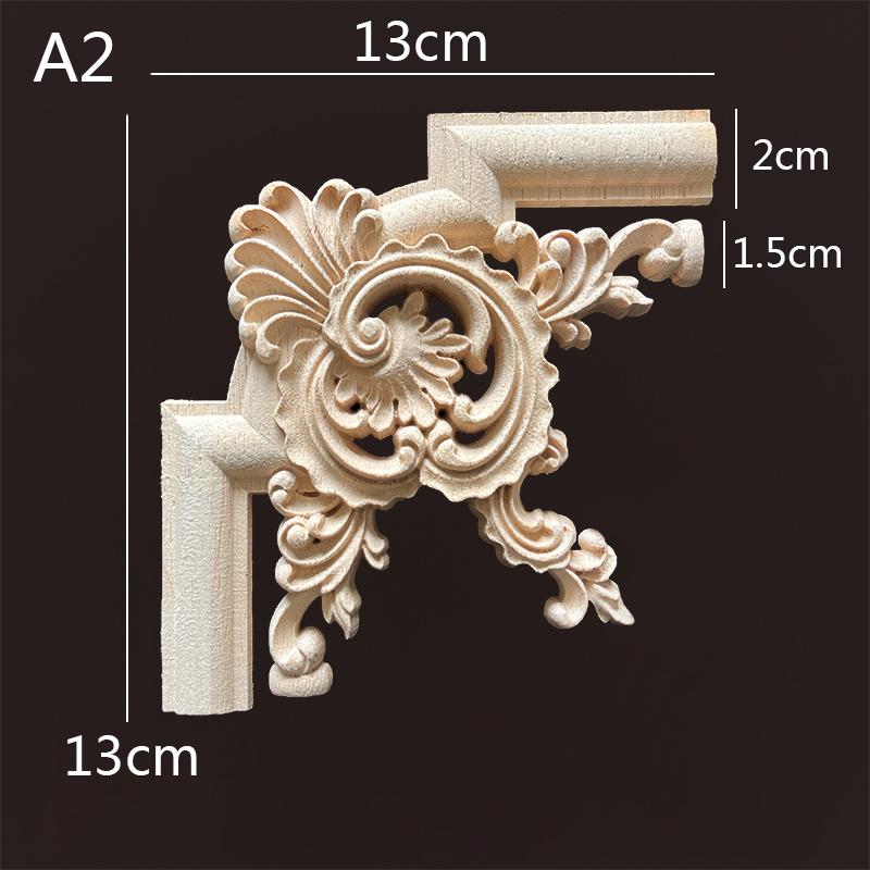 Wood Applique Corner Natural Floral Wood Carved Figurine Craft Home Decoration Accessories Background Wall Decoration Decal