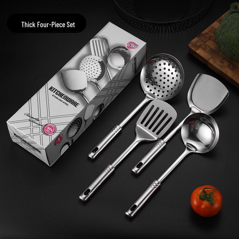 Stainless Steel Cookware Set: 1mm Thick, Includes Spatula, Frying Pan, Ladle, Nine Beads Design, Custom Logo Optional
