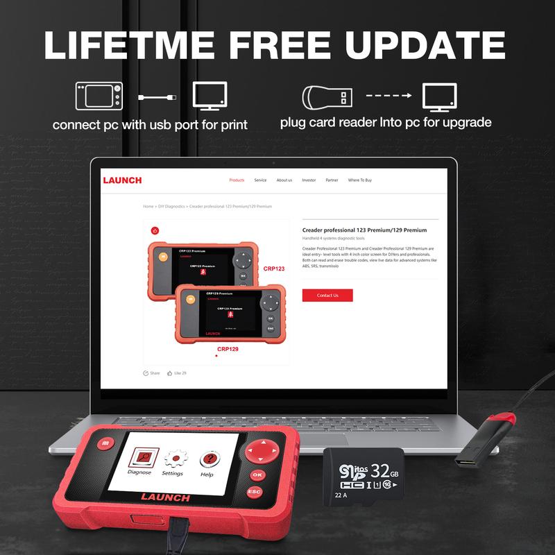Launch creader CRP123 V2.0 Engine Transmission SRS ABS Car Diagnostic Tools Oil SAS ETC Service OBD2 Scanner Lifetim Free Update