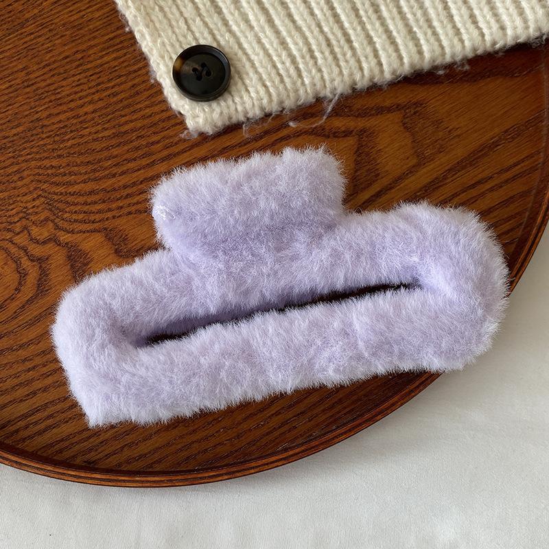 Korean Large Square Plush Hair Clip for Women Fashion Temperament Shark Clip Barrettes Girl Headwear Hair Accessories