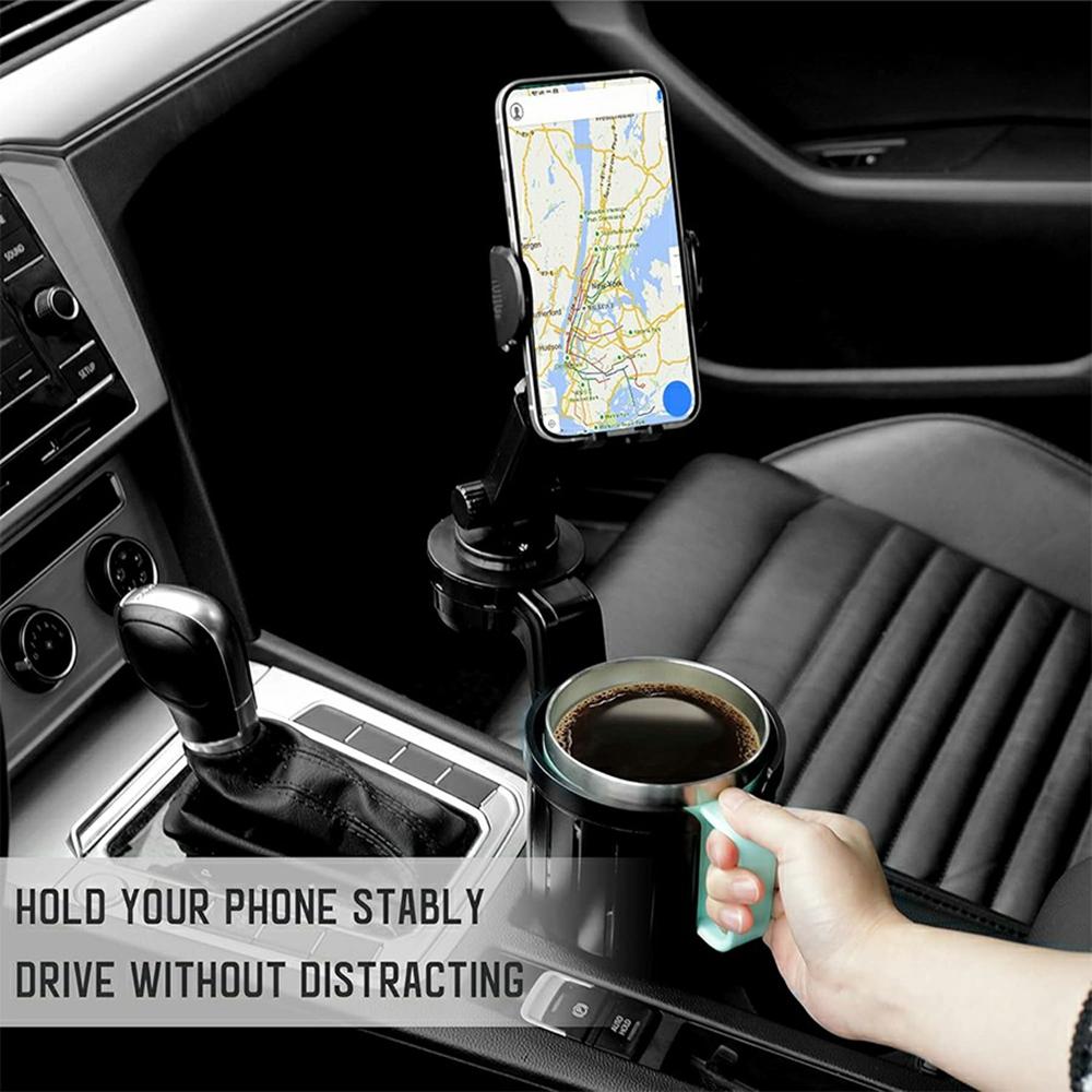 2-in-1 Car Cup Holder Expander 360 Degree Rotating Phone Mount for for Drink Bottles