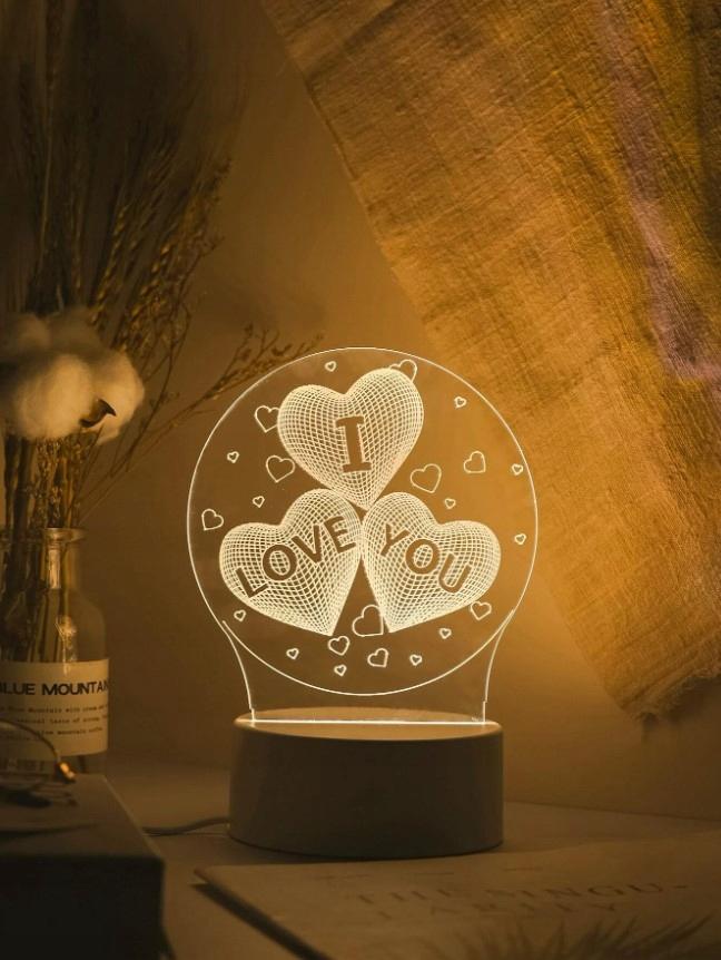 A small gift for Valentine's Day 3D lamp with the inscription I love YOU on USB 3 modes