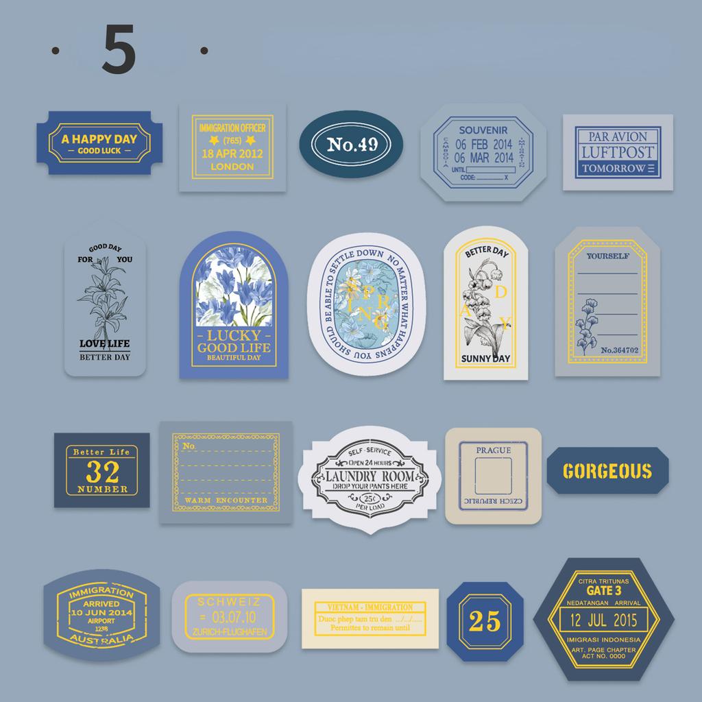 Light Retro Label Box Stickers Writable Sealing Sticker Decoration Handbook Stickers Aesthetic Stationery 40pcs/box