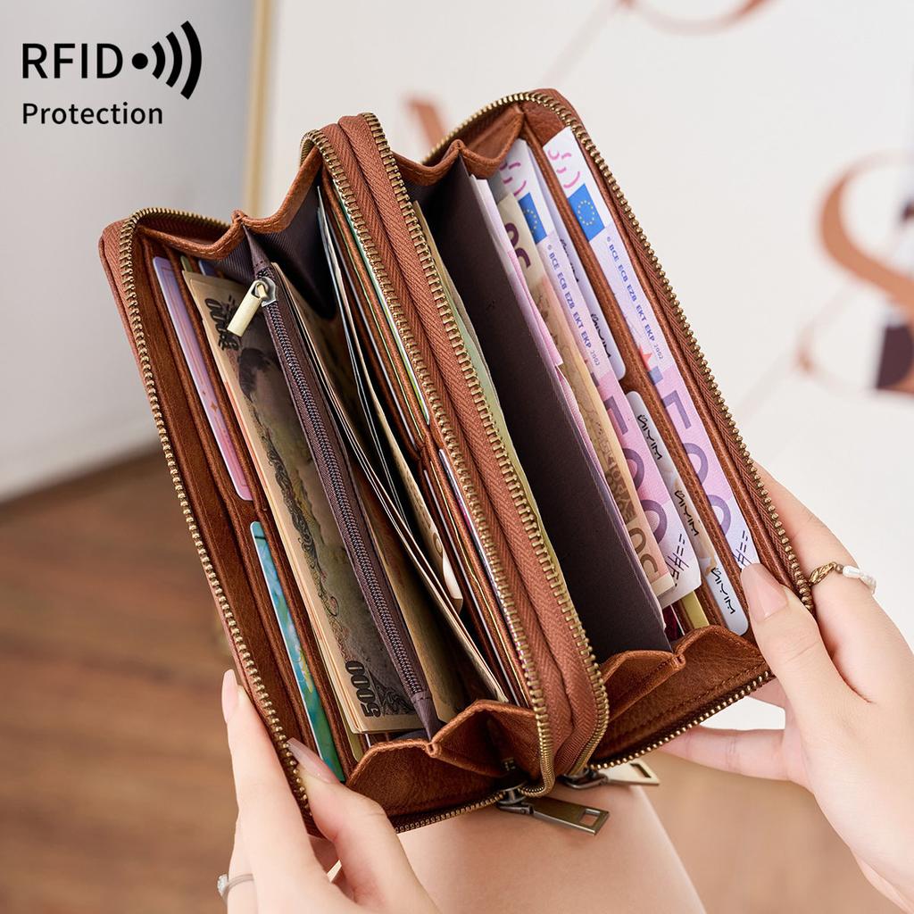 Nová pánská business peněženka módní dlouhá peněženka na dvojitý zip retro velkokapacitní dámská psaníčko