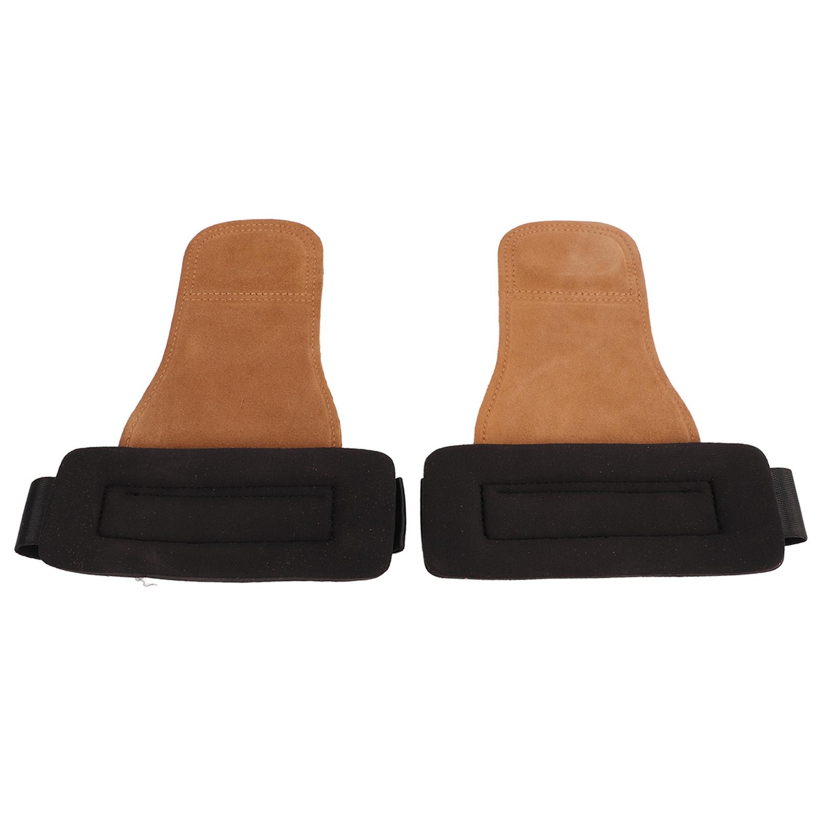 

2PCS Weight Lifting Grips with Wrist Straps Cowhide SBR Full Palm Protection Wrist Support Deadlift Grip for Bodybuilding Strength Training Brown