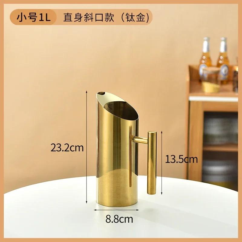 304 Stainless Steel Cold Water Boiled Cup Golden Ice Freeze Kettle Beer Jar for Bar Fruit Juice Red Wine with Divider