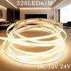 DC12V 24V 528LEDs/m COB LED Strip Light 16.4ft High Density Flexible Tape Ribbon 3000 4000K 6000K RA90 Led Lights Lighting