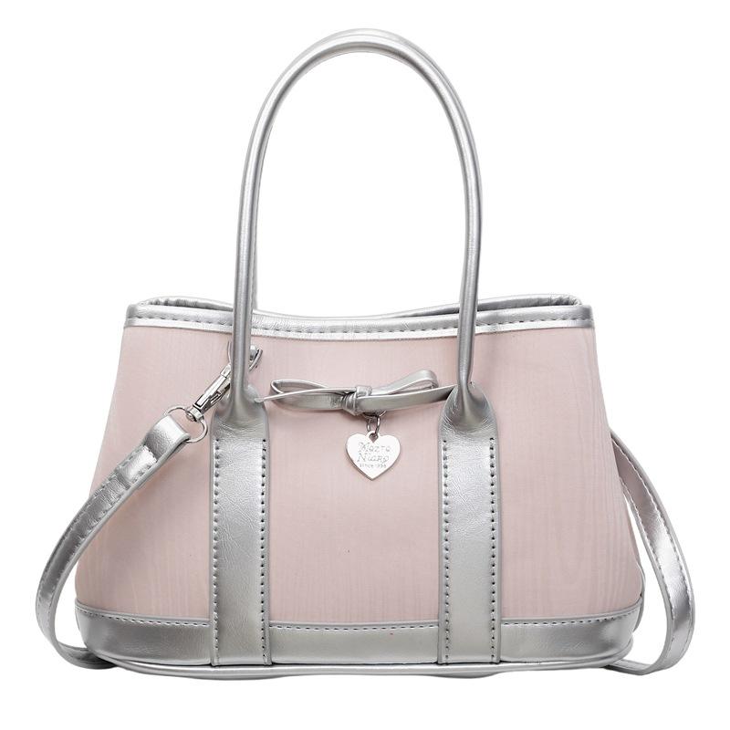 Class commuter tote bag large capacity love summer foreign style 2025 bow new casual shoulder shopping bag