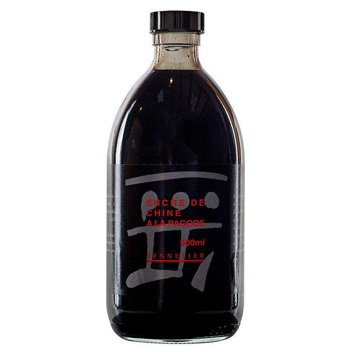 Bottle - Indian Ink - Black - Sennelier - 500 Ml - Pagoda Indian Ink