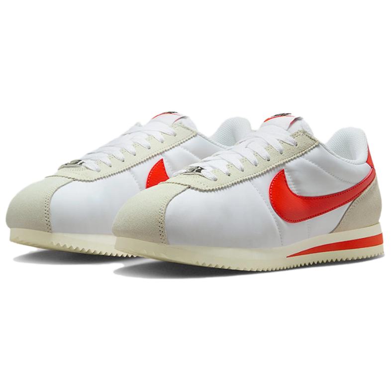 Nike Classic Cortez Comfortable Durable Running Shoes Women Sneakers White Red DZ2795-104