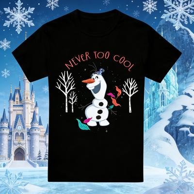25/26 Léto Disney Ledové Království Olaf Nikdy Není Příliš Cool Tričko Čistá Bavlna Pánské Dámské Stejný Styl Volnočasové Tričko Rodinný Outfit