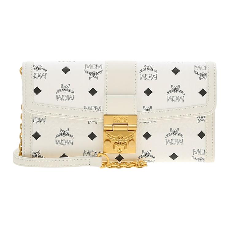 

MCM Tracy Metal Logo Monogram Chain Strap Canvas And Leather Shoulder Crossbody Bag Large Women shoulder bag White MYLDSXT01WT001 Basic Set (Bag+Dust Bag)