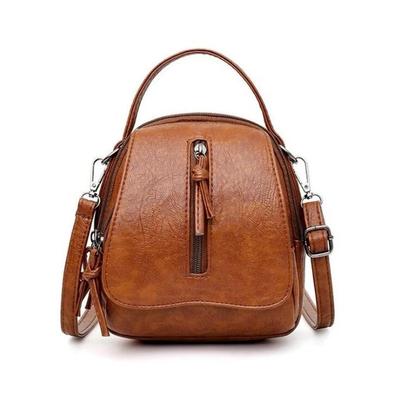 Vintage Soft Leather Shoulder Bags for Women Double Compartment Female Fashion Handbags Small Tote Zipper Wallets Crossbody