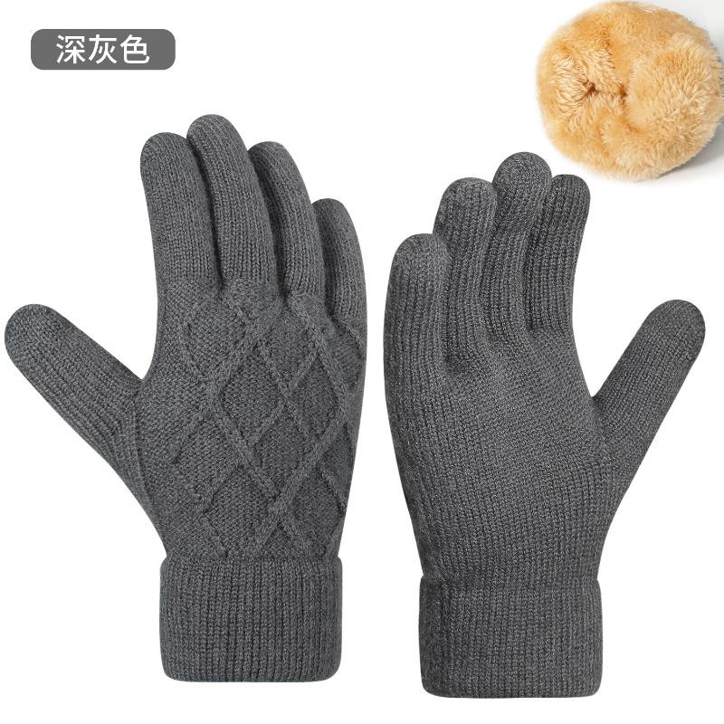 

Men s Double Warm Gloves Outdoor Cycling Office Knitted Gloves Fleece Thickened Gloves