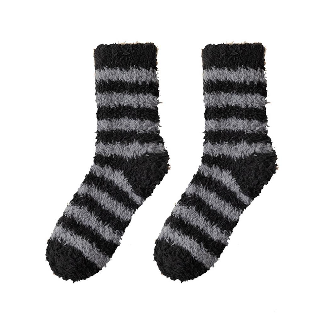 Women's Striped Extra Thick Warm Sleep Socks, Cozy Floor Socks for Lounging at Home