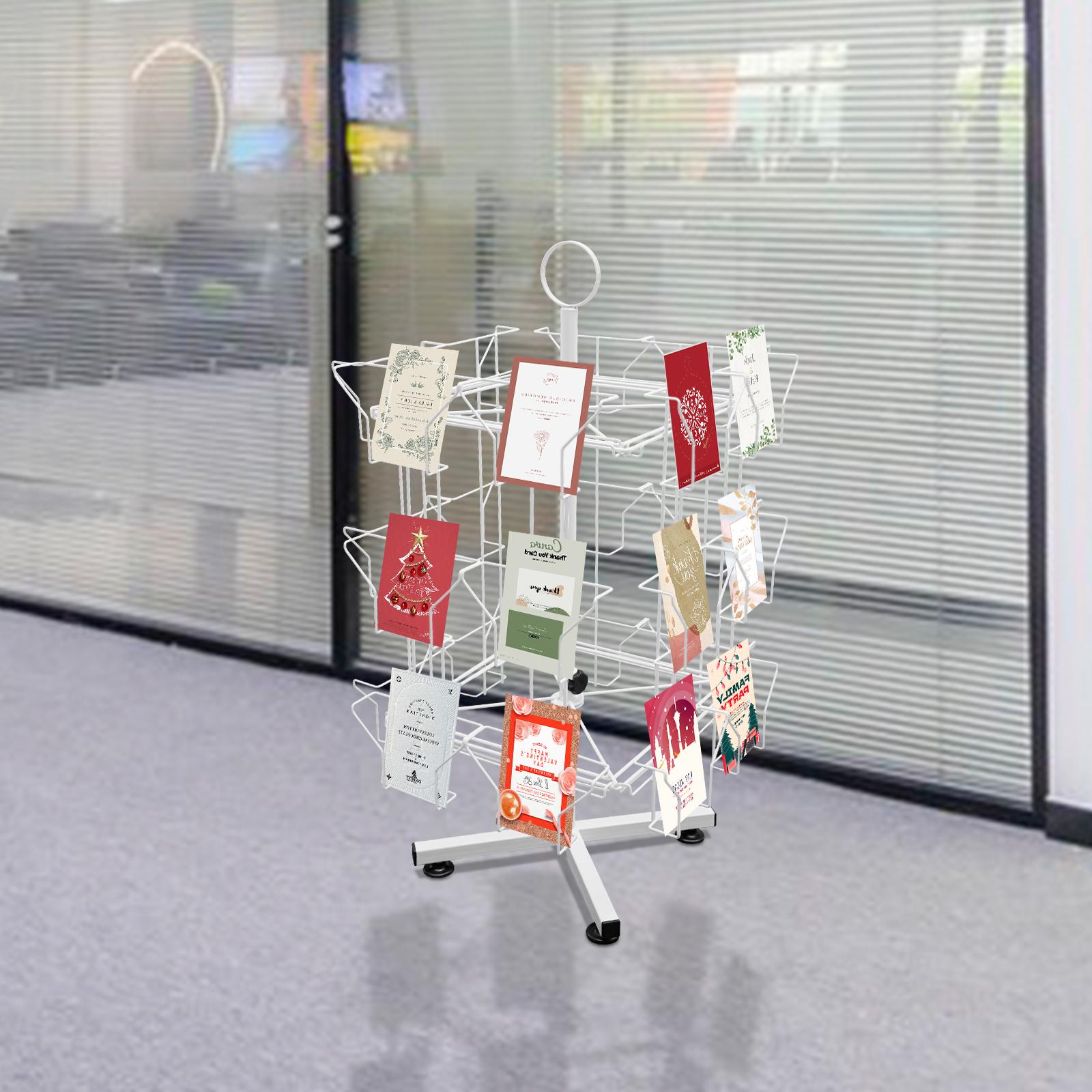 

24-Slot Greeting Card Display Stand, Rotating Card Rack Holder for Store Retail, Compact Organizer, Frame for Business & Home белый