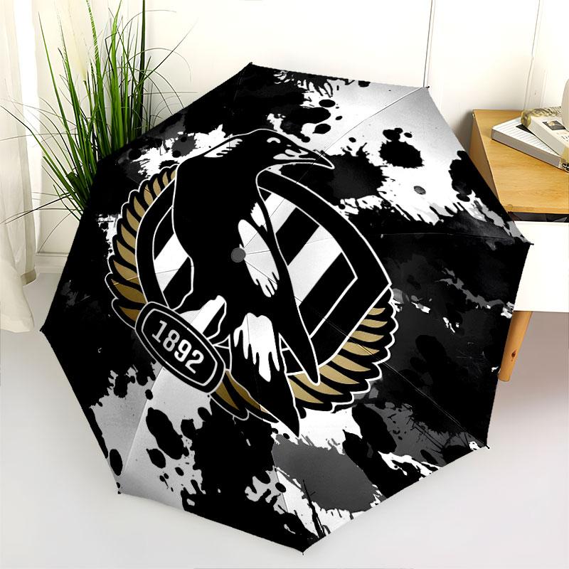 1 PC Automatic Folding Umbrella - Collingwood Football Club Pattern, Portable & Foldable Design with 8 Ribs, Christmas Birthday Gifts