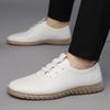 [Manual Sewing] Soft Leather Soft sole/Men's One-pedal Casual Little White Shoes Douyin 2025 Straight