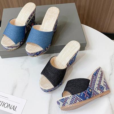 Women Slippers Fashion Casual Summer Retro Open Toe Versatile Wedge Heel Thick Sole Outdoor Slippers for Women