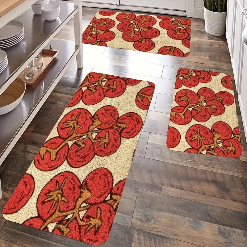 1PC Tomato Harvest Pattern Kitchen Rug Non-Slip Door Mat Pop design Bathroom Rug Bath Mat Carpet for Home Sink Laundry ecoreeree
