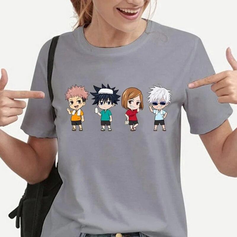 Funny Cartoon Character Graphic T Shirt Women Fashion Crew Neck Loose Short Sleeve Streetwear Casual Anime Harajuku Tees