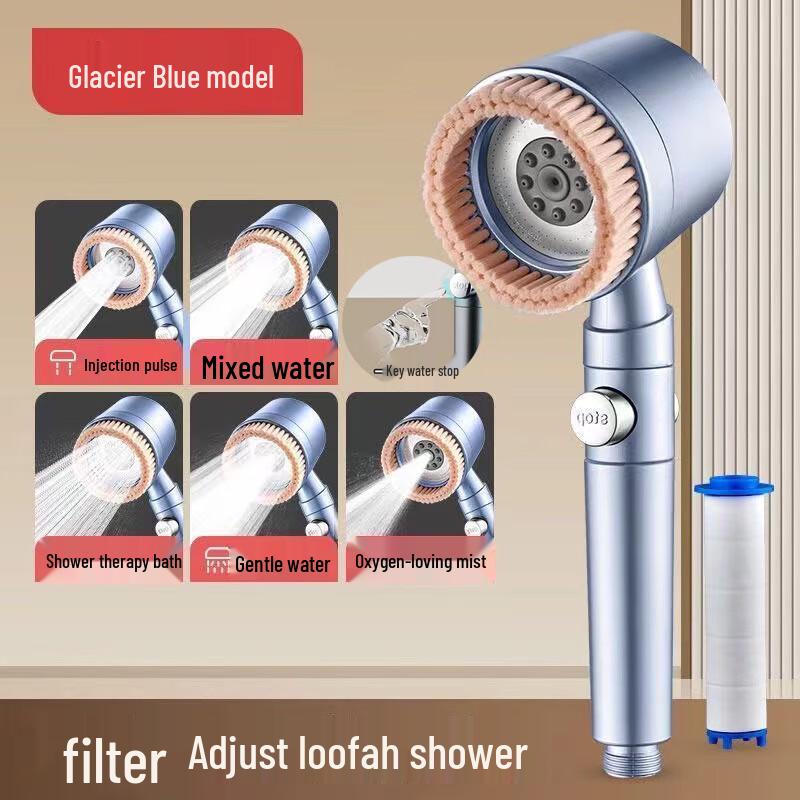 YIXI 5-Setting High-Pressure Shower Head with Brush