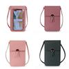 Women Transparent Touch Screen Mini Phone Pouch Shoulder Strap Mobile Bag With Snap Closure
