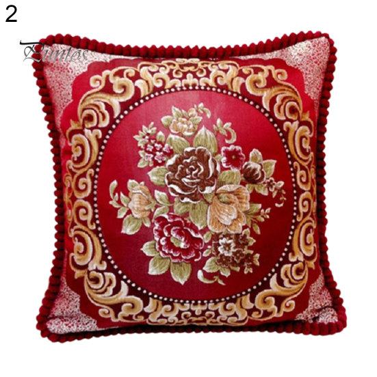 For Living Room Pillowslip Embroidery Pattern Car Interior Ornaments Silk Satin Sofa Couch Cushion Cover