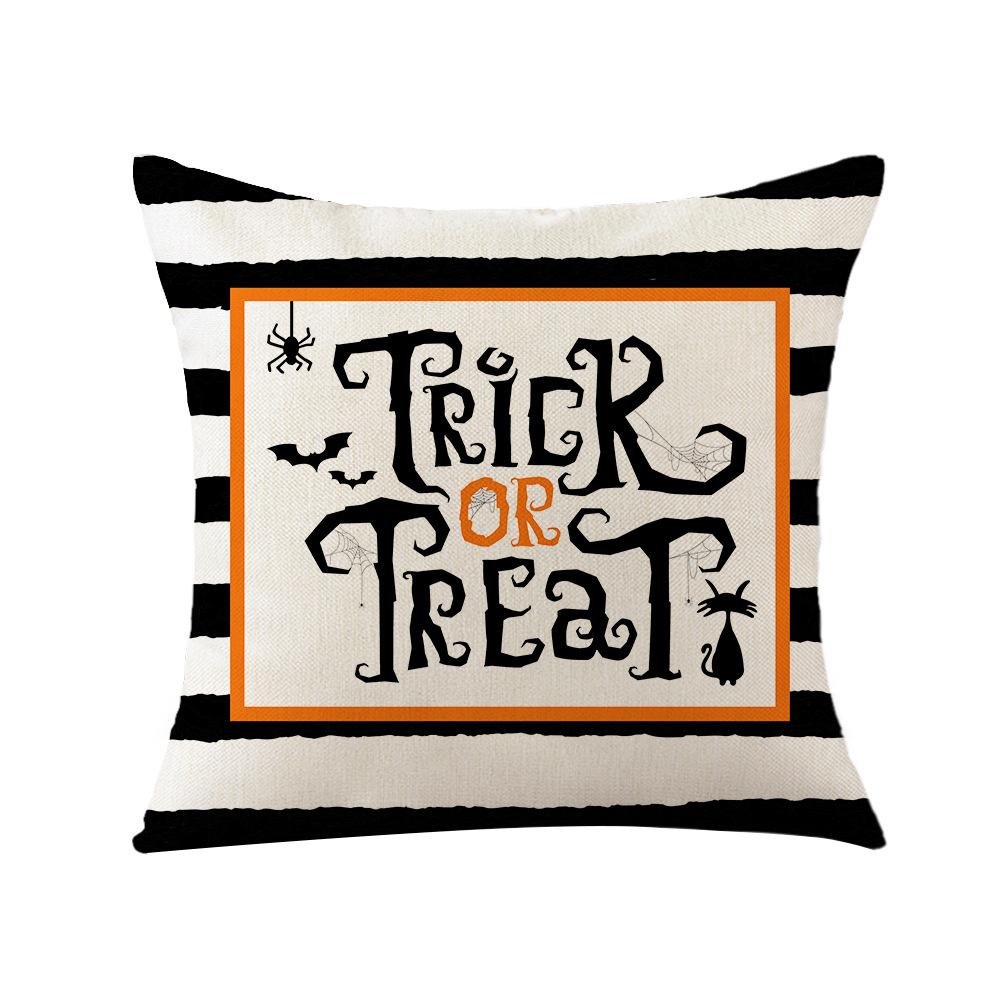 

New Halloween Throw Pillow Cover Funny Pumpkin Polyester Print Home Living Room Cushion Pillow Cover 45 * 45Cm (without pillow core)