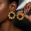 Boho 3D Floral Dangle Earrings for Women Stainless Steel Layered Metal Flower Daisy Drop Earring Beach Party Waterproof Jewelry