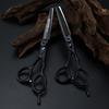 5.5/6.0-inch Black Hairdressing Scissors: Bangs, Serrated, Thinning.