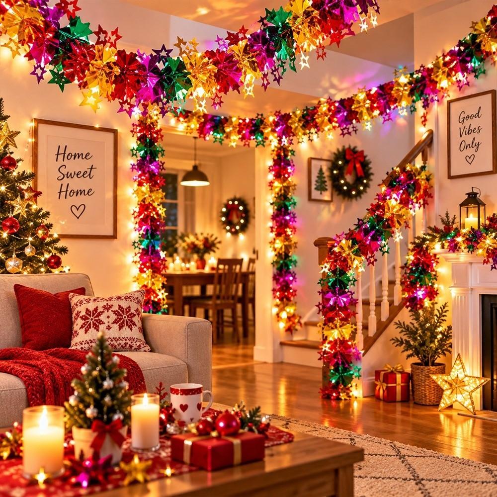 3D Design Foil Garland Flexible Tree Decoration Festive Christmas Garland Celebration Wreath