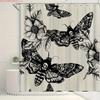skull bathroom shower curtain decor death moth flowers bath    -   With Hooks Waterproof Mildew Proof Easy Install Washable