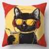 Trendy Black CatRetro Pop Art Pillow Cover Durable  Removable Washable Personalized Home Decorative Cushion Cover