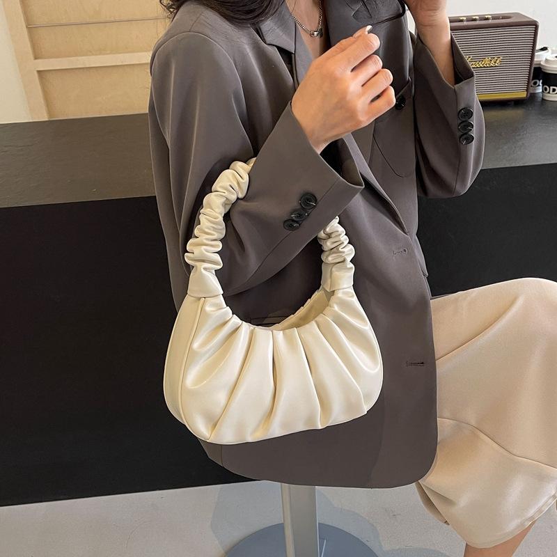 Premium Sense Light Luxury Niche Design Bag Women's 2025 New Pleated Cloud Bag Temperament Versatile Shoulder Armpit Bag