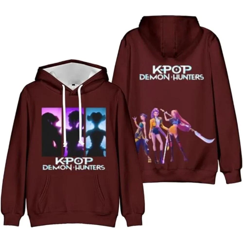 Felpa con Cappuccio KPop Cacciatori di Demoni Harajuku Pullover Top Donna Uomo Felpe Nuovo Film Stampato Manica Lunga Moda Femminile Streetwear 8 Colori
