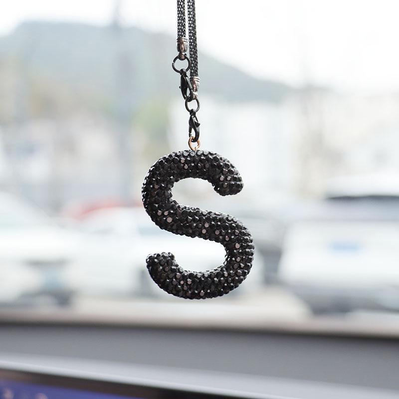 Rhinestone Ceramic Cross Pendant for Car Mirror Decor