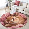 Rabbits & Fresh Flowers pattern round rug,Carpet Rug for Living Room Bedroom Playroom ,Non-slip Floor Mat,Holiday Gifts and Birthday Gifts.