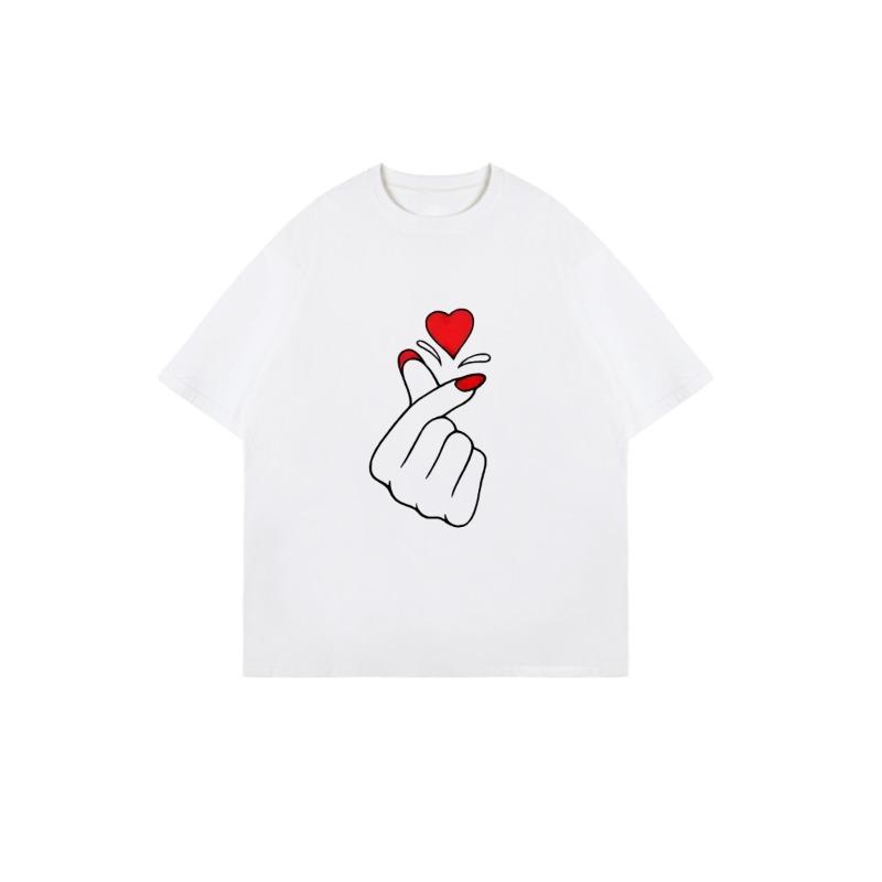 Übergroßes T-Shirt Schwarz Hand hält Herz Aufdruck Freizeitkleidung