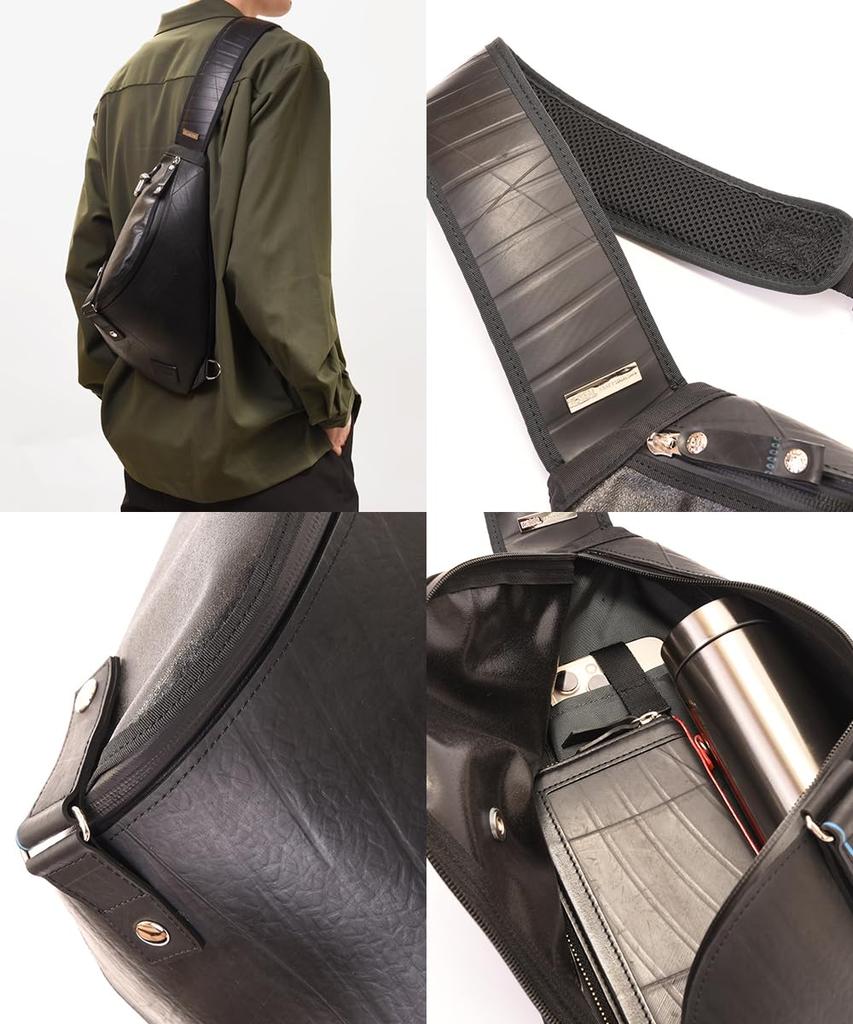 Morino Canvas x SEAL Waterproof One-Shoulder Bag, Spiral PRO MODEL, Men's Body Bag, Outdoor, Crossbody, One-Shoulder, with Shoulder Pad, Touring Bag