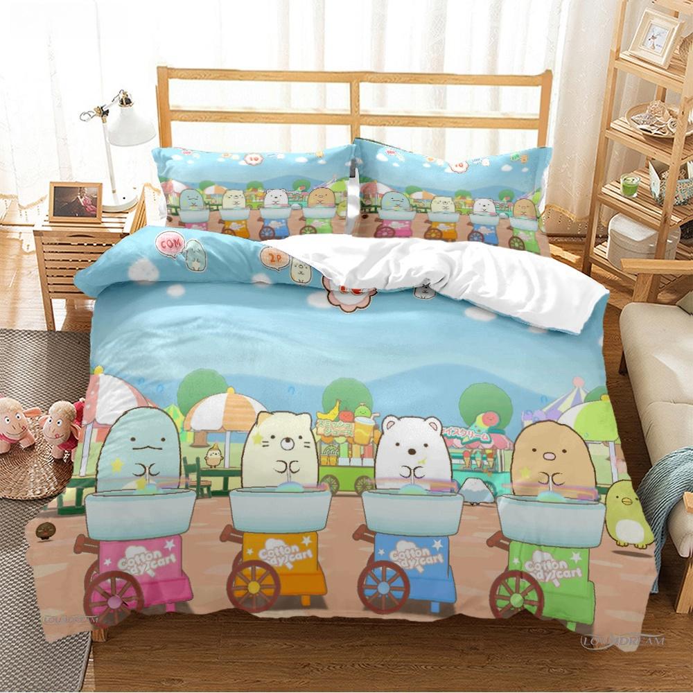 Cartoon Sumikko Gurashi Anime Cute Duvet Cover Funny Kawaii Bedding Set Soft Quilt Cover And Pillowcase Single_Double_Queen_King