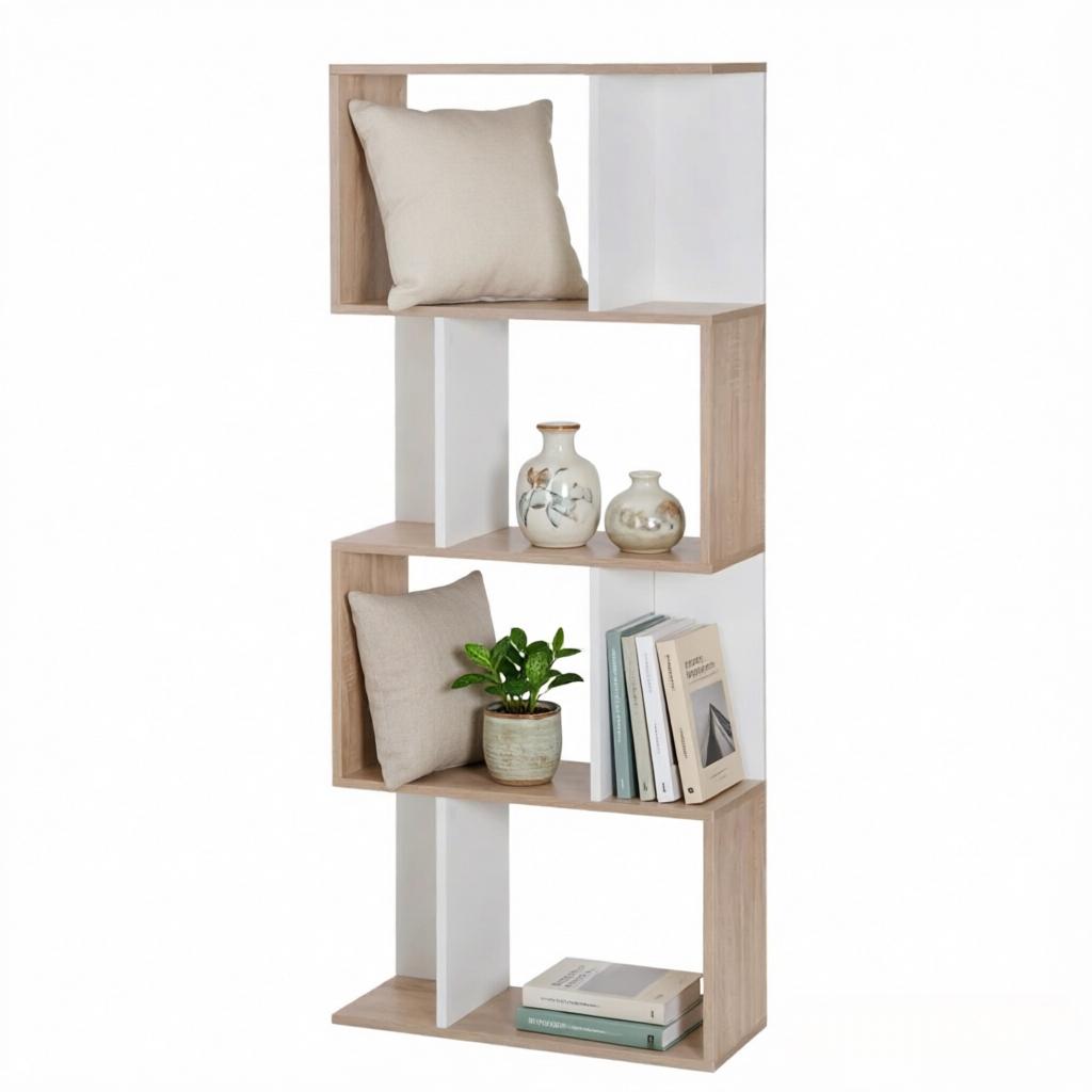 Minimalist Bookshelf, S-Shaped Display Rack, Open Shelving Unit, Storage Tower, Stylish Room Divider Shelf (Only with Bookshelf)