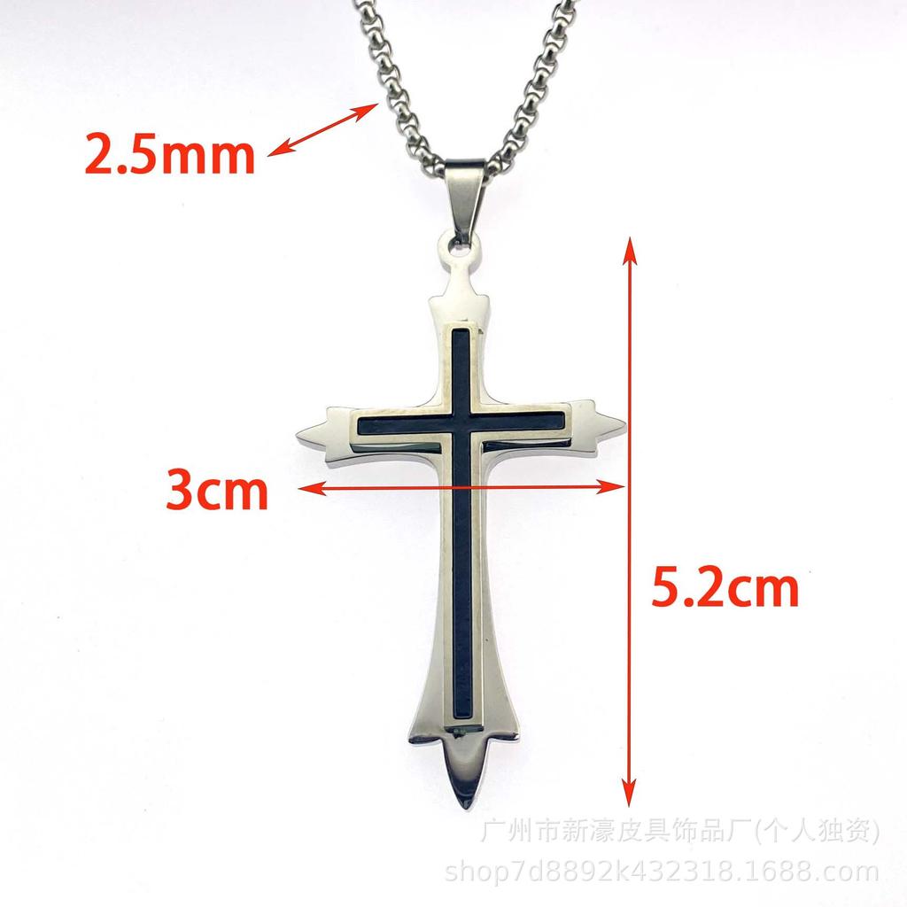 Hip Hop Vintage Double Pendant Street Necklace Sweater Chain Personalized Titanium Steel Jewelry